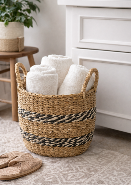 Hand-Woven Natural Jute Storage Basket - Image 2