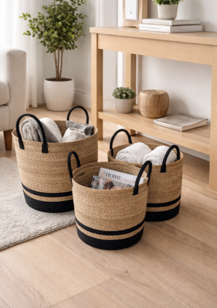 Hand-Woven Natural Jute Storage Basket - Image 2