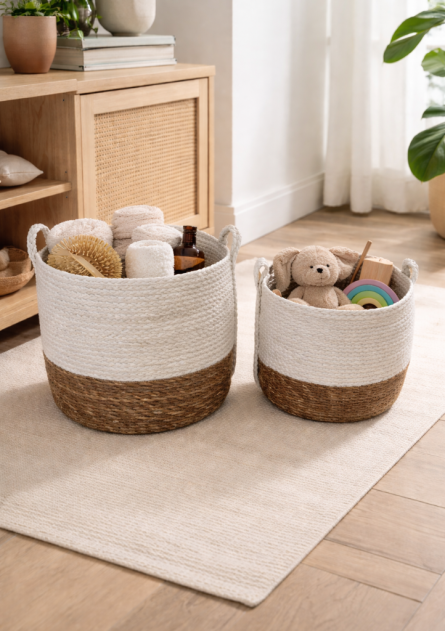 Hand-Woven Natural Jute Storage Basket - Image 2