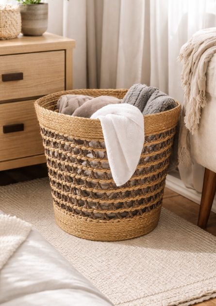 Hand-Woven Natural Jute Storage Basket - Image 2