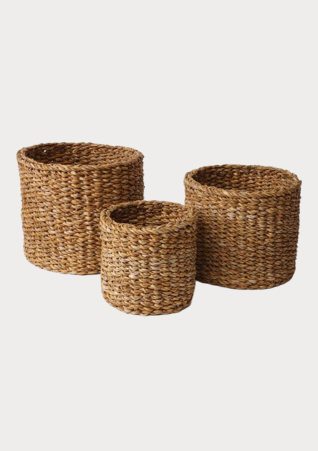 Minimal Round Jute Storage & Planter Basket Set
