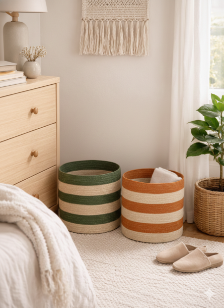 Striped Multi-Purpose Baskets for Storage & Decor - Image 2