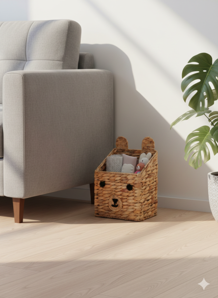 House-Shaped Handwoven Jute Decorative Storage Basket - Image 2