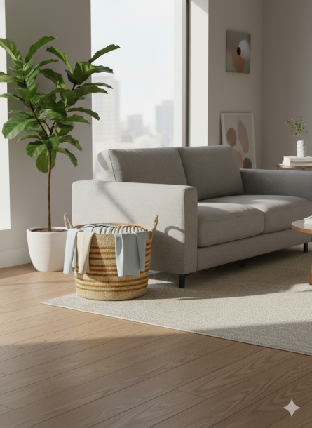 Striped Natural Jute Planter & Storage Basket - Image 2