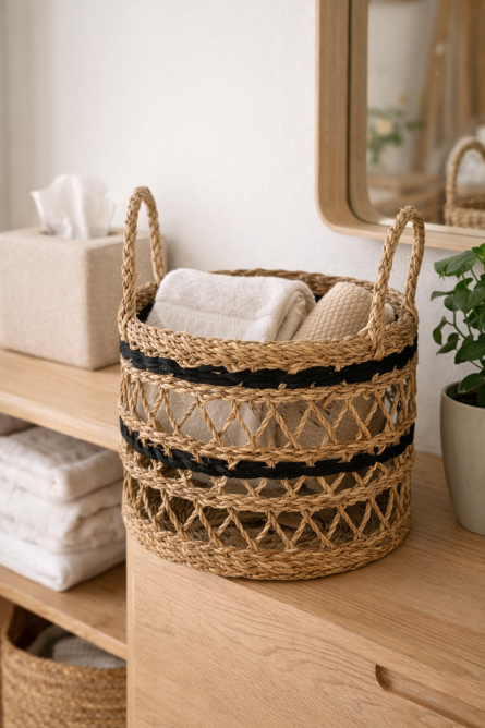 Hand-Woven Natural Jute Storage Basket - Image 2