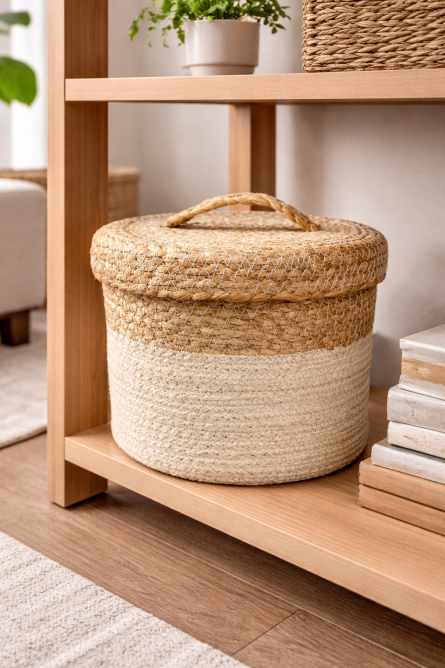 Hand-Woven Natural Jute Laundry Basket - Image 2