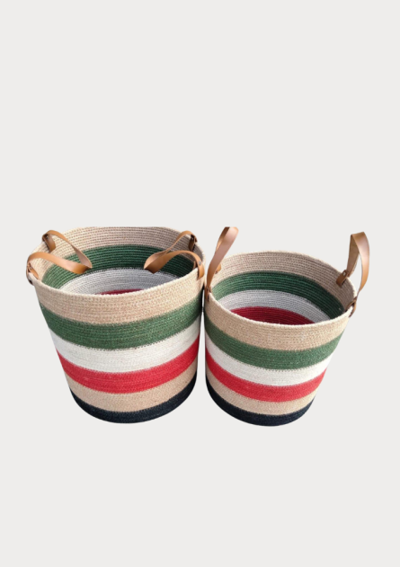 Hand-Woven Jute Laundry Basket (Set)