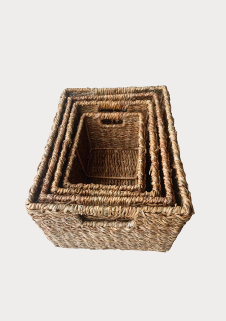 Handwoven Square Storage Basket Set