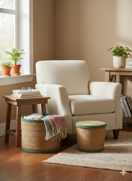 Minimal Natural Fiber Small Storage Basket Set - Image 2