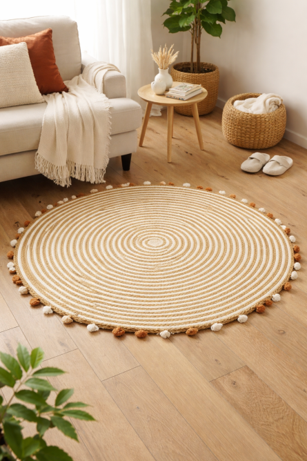 Handwoven Natural Jute Round Rug - Image 2