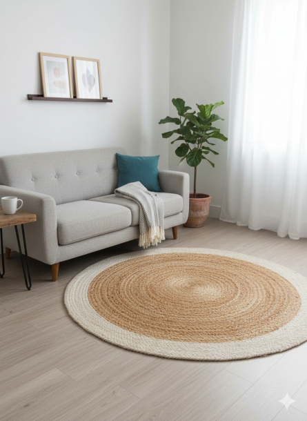 Handwoven Natural Jute Round Rug - Image 2