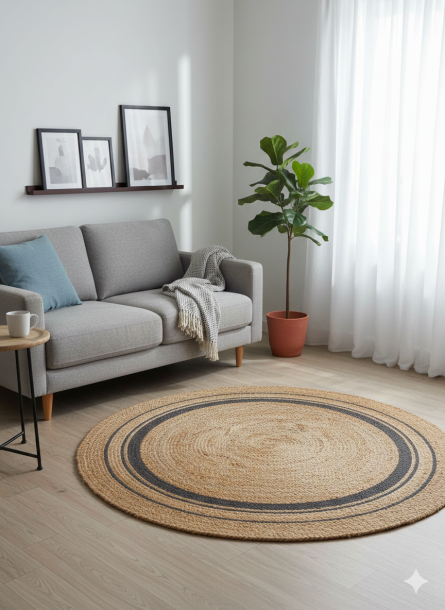Handwoven Natural Jute Round Rug - Image 2