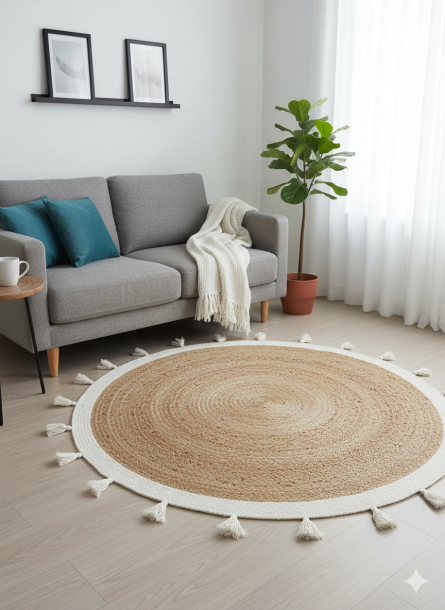 Handwoven Natural Jute Round Rug - Image 2