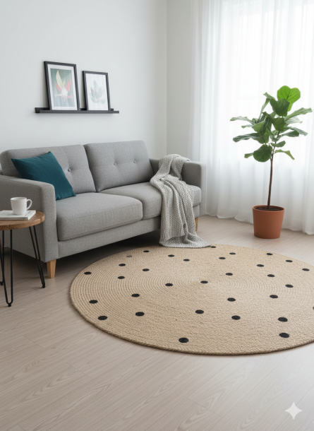 Handwoven Natural Jute Round Rug - Image 2