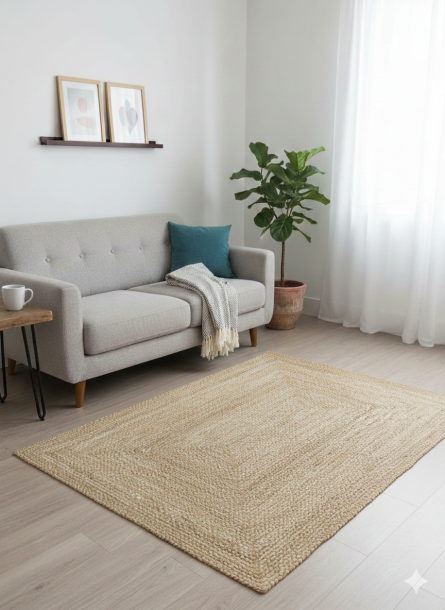 Handwoven Natural Jute Round Rug - Image 2