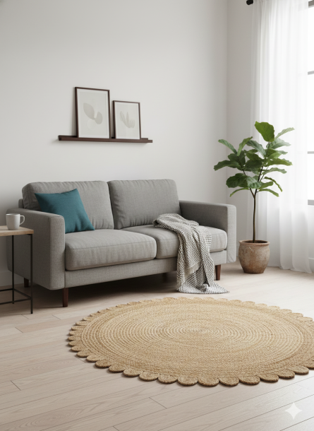 Handwoven Natural Jute Round Rug - Image 2