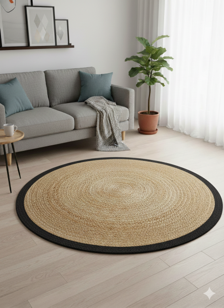Handwoven Natural Jute Round Rug - Image 2