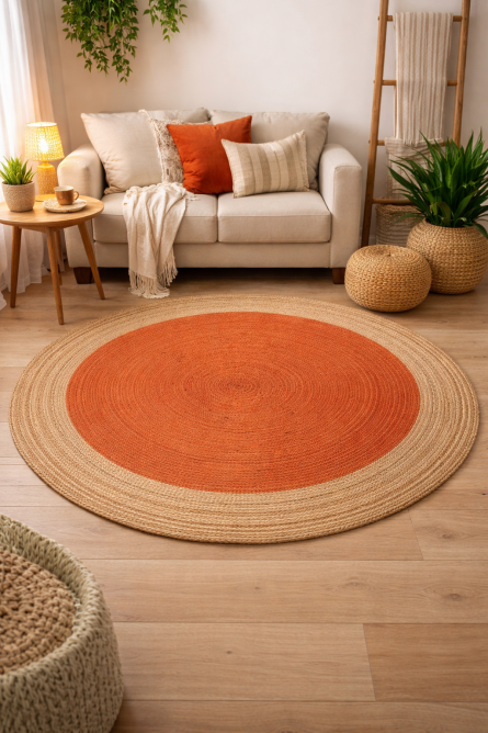 Handwoven Natural Jute Round Rug - Image 2