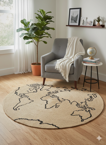 Handwoven Natural Jute Round Rug - Image 2