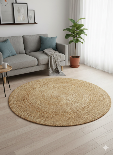 Handwoven Natural Jute Round Rug - Image 2